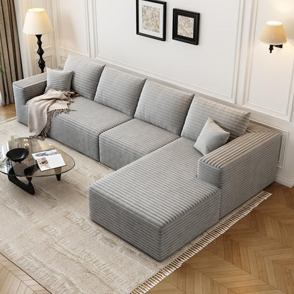 107.5 In. Cloud Modular Sectional Sofa Couch With L-Shape Chaise, Modern Minimalist Upholstered Couches For Living Room Bedroom