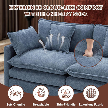111.4 In. L-Shaped Modern Sofa Modular Cloud Sofa Ottoman 4-Seater Chenille Deep Seat Sofa