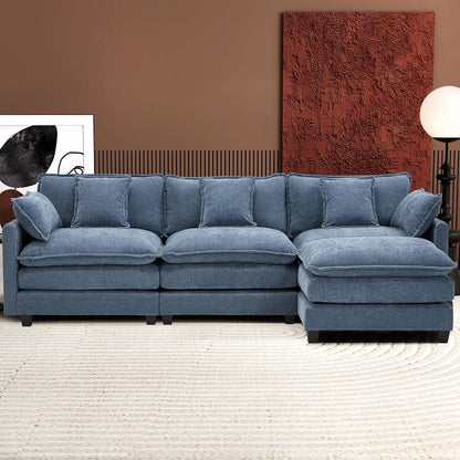 Ihanherry 146 In. U-Shaped Modern Sofa Modular Sectional Cloud Couch With 2 Ottoman