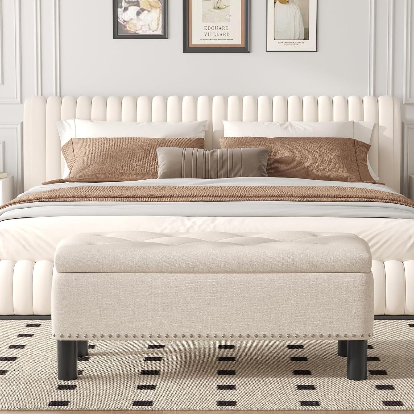 Furniliving Modern Storage Ottoman Bench