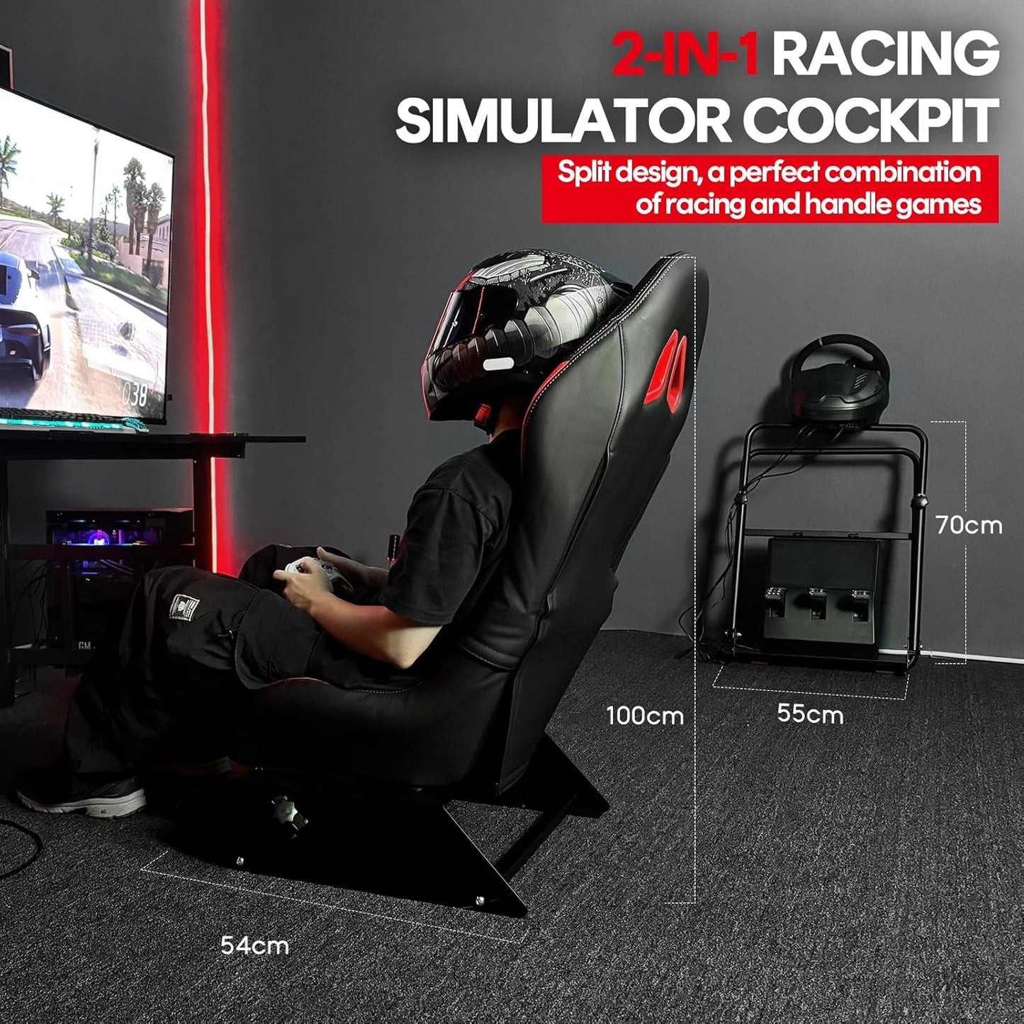 Racgting Racing Simulator Cockpit, Foldable Seat, Logitech/Thrustmaster