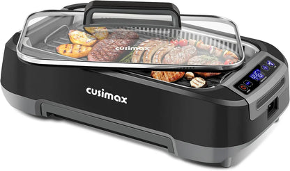 Smokeless Indoor Grill, Cusimax Electric Grill With Non-Stick Removable Grill/Griddle Plate