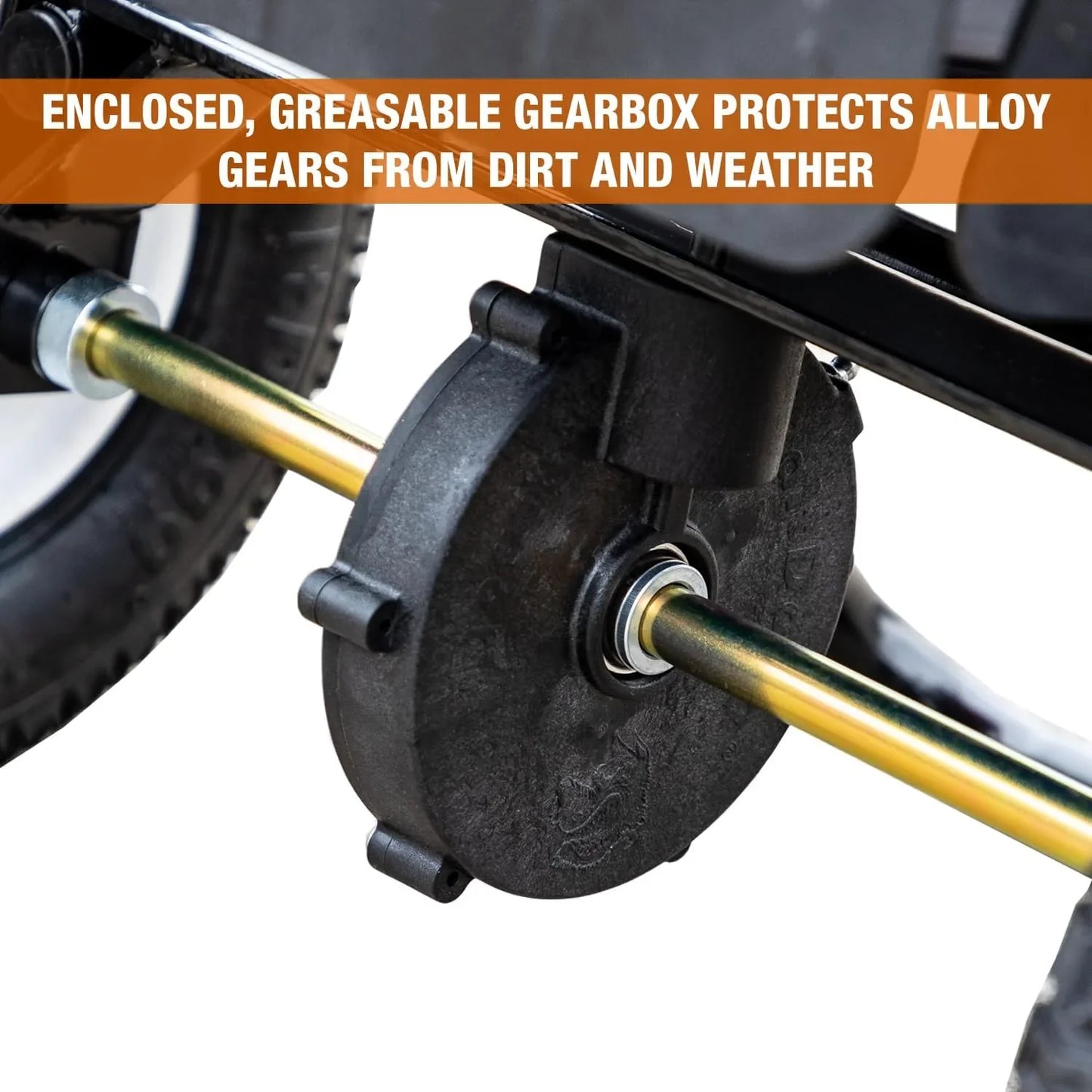 Walk Behind Push Spreader, 100lb Capacity, For Salt, Ice And Snow Melt, Included Grate And Cover With Enclosed Gearbox For Protection