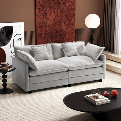 Ihanherry 146 In. U-Shaped Modern Sofa Modular Sectional Cloud Couch With 2 Ottoman