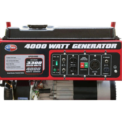4000 Watt Generator APGG4000, 4000W Portable Generator For Home Use Power Backup, RV Standby, Hurricane Damage Restoration Power Backup