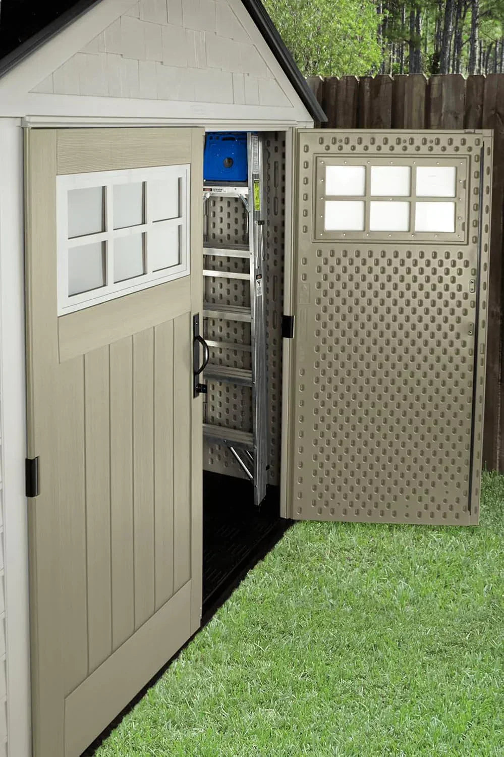 Rubbermaid Resin Outdoor Storage Shed With Floor Weather Resistant Gray Organization For Home