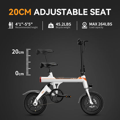 Jasion EB3 Electric Bike Adults 21mph, 500W Peak Motor, 270Wh Battery, Rear Suspension, 3 Levels Assist