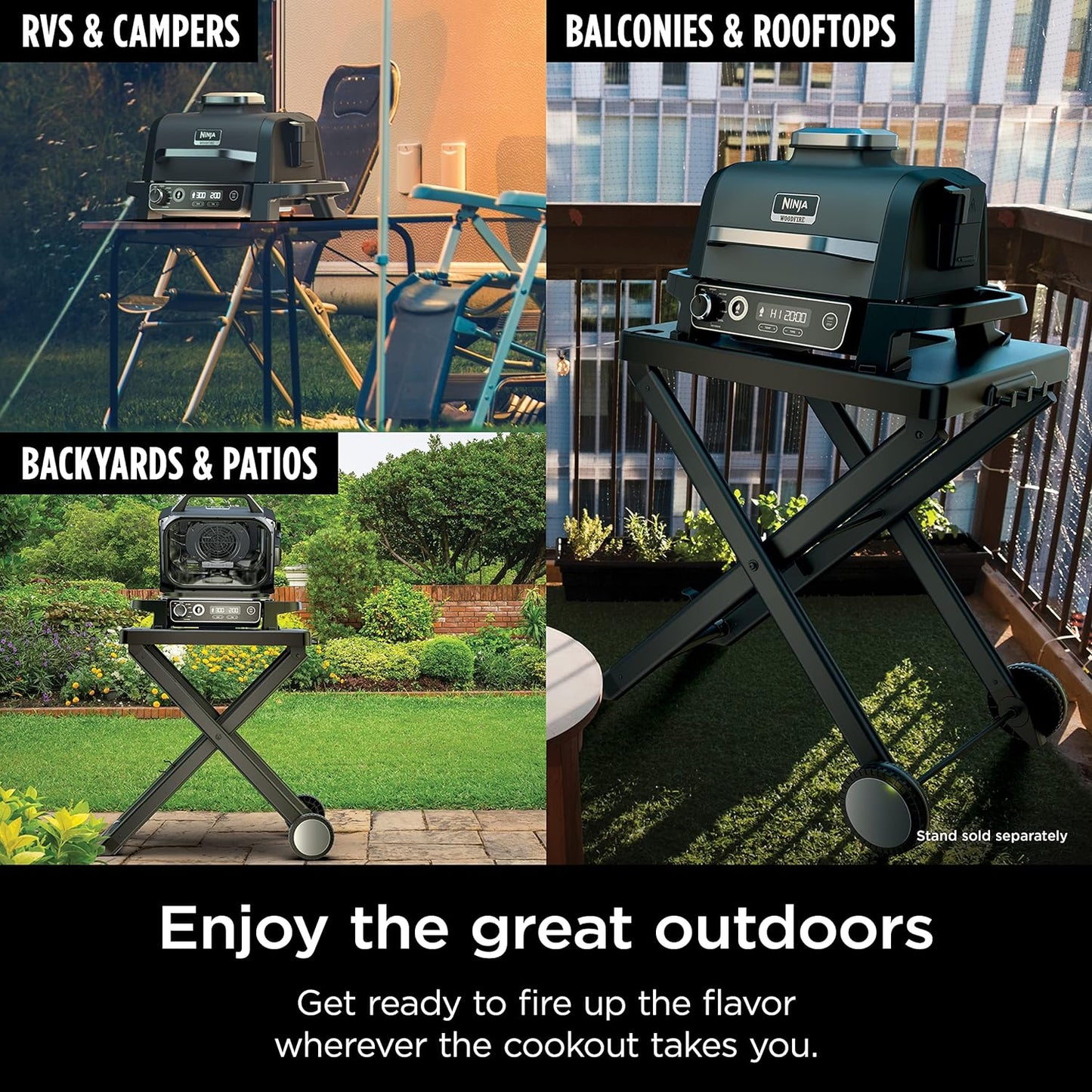 7-in-1 Grill And Smoker With Thermometer, Air Fryer, Bbq, Bake, Roast, Broil- Portable Electric Outdoor Grill, Grey