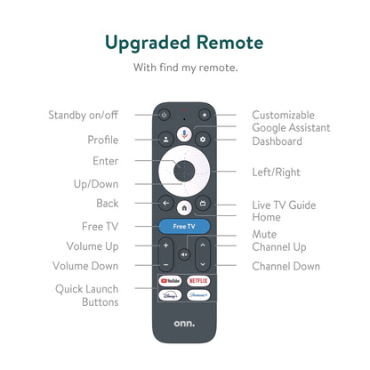 Onn. 4K Pro Streaming Device With Google TV, 4K UHD, Dolby Vision And Atmos, Hands Free Voice Control, Wi-Fi 6, Smart Hub