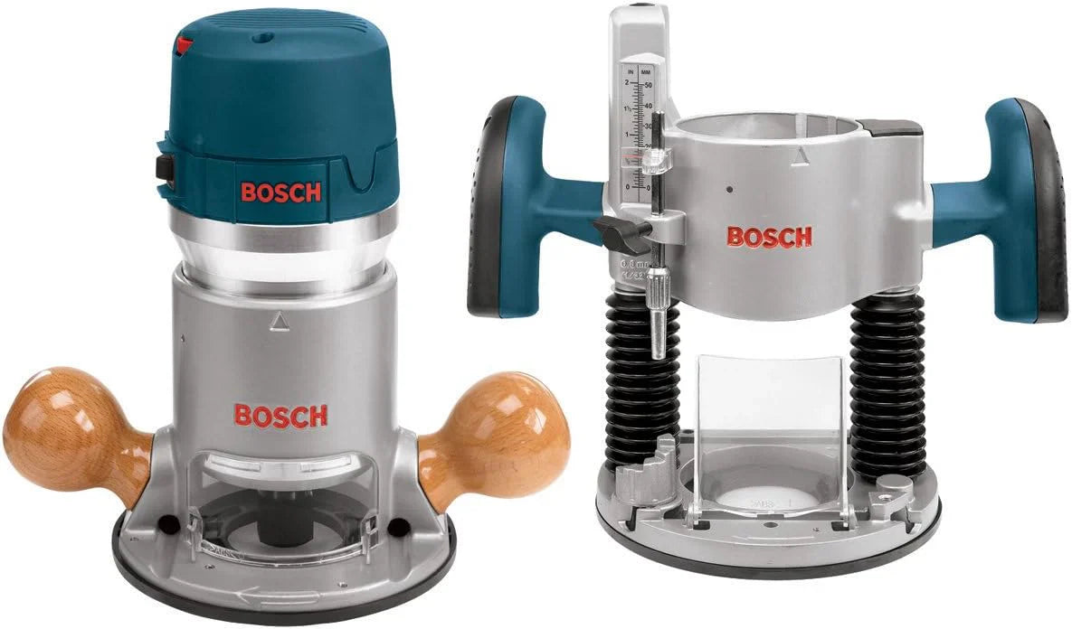 Bosch 1617EVSPK Wood 12 Amp Router Tool Combo Kit- 2.25 Horsepower Plunge Router And Fixed Base With A Variable Speed