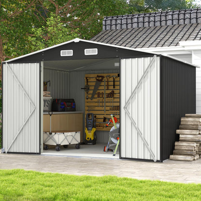 Aoxun 10 x 12 Ft. Outdoor Storage Shed With Double Hinged Large Door Utility Garden Shed