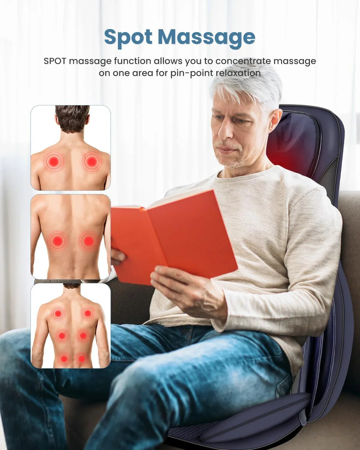 Comfier Massager Chair With Heat Shiatsu Neck Back Massager Portable With Compress And Rolling Massage Chair Pad For Full Back Neck And