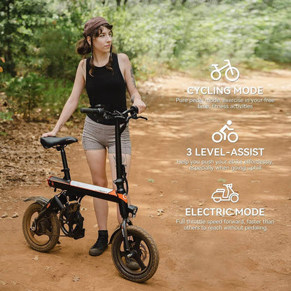 Jasion EB3 Electric Bike Adults 21mph, 500W Peak Motor, 270Wh Battery, Rear Suspension, 3 Levels Assist
