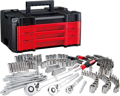 262-Piece Mechanic Tool Set, Master Socket Set With 3-Drawer Versastack Tool Box, SAE/Metric Set