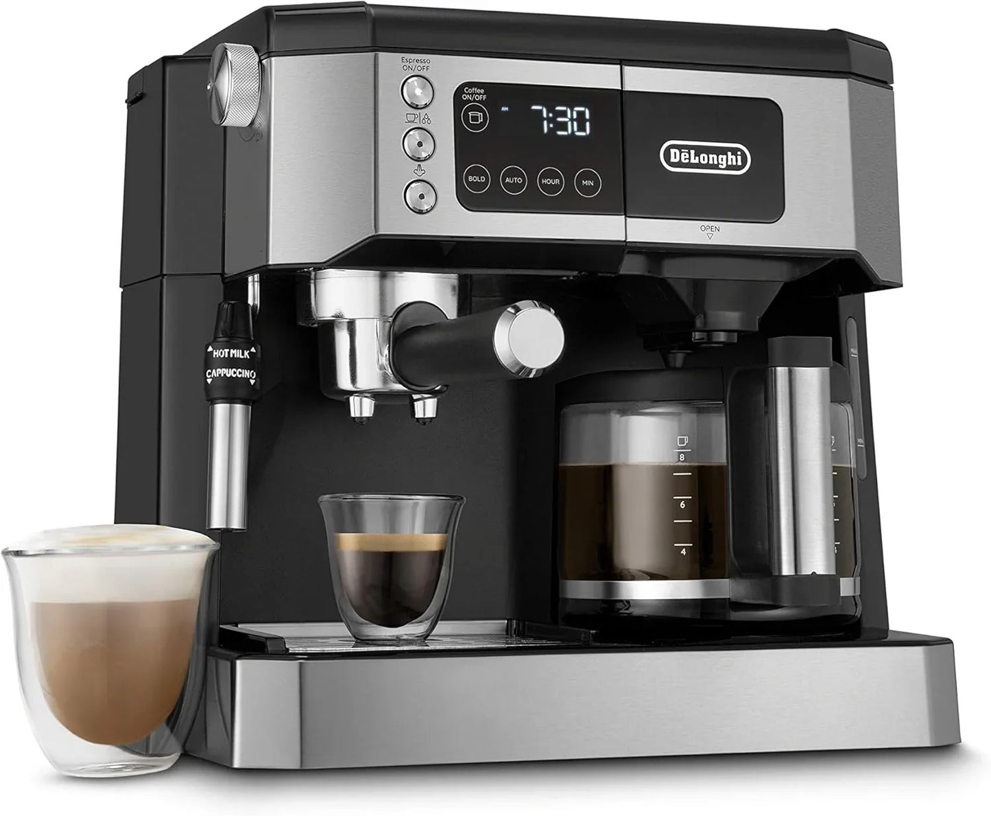 De'Longhi Upgraded All-in-One Combination Coffee Maker And Espresso Machine Plus Advanced Adjustable Milk Frother For Cappuccino And Latte Plus