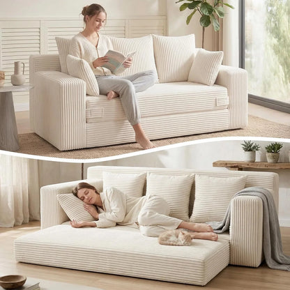 Loveseat Boneless Convertible Sofa Bed, Folding Floor Futon Sleeper Sofa Couch Bed- Boneless Foldable Couch