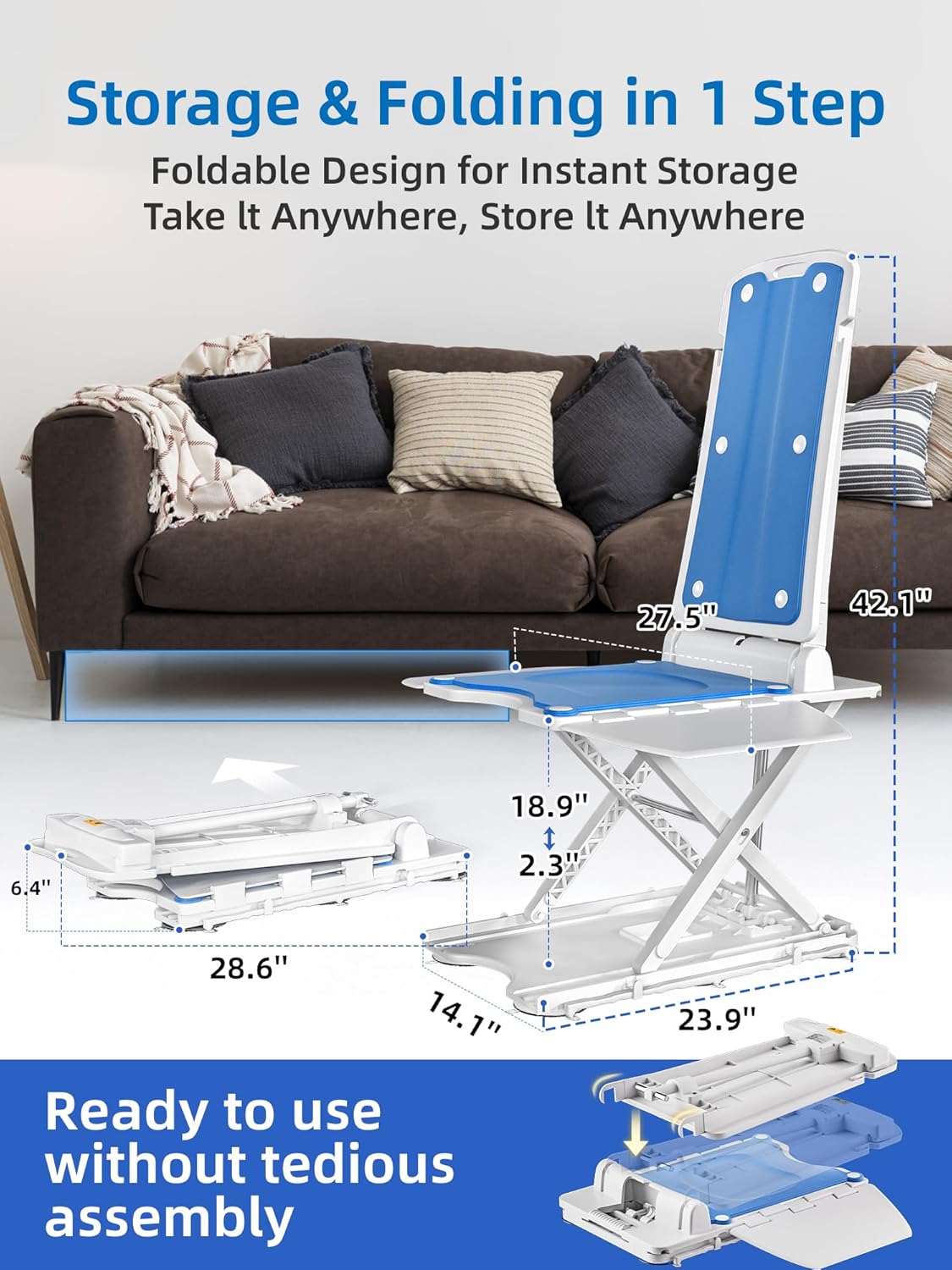 Electric Chair Lift For Elderly, 308lbs Support, Waterproof, Foldable
