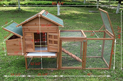 Outdoor 80 In. Wooden Chicken Coop Nest Box Chicken Coop Poultry Pet Cage