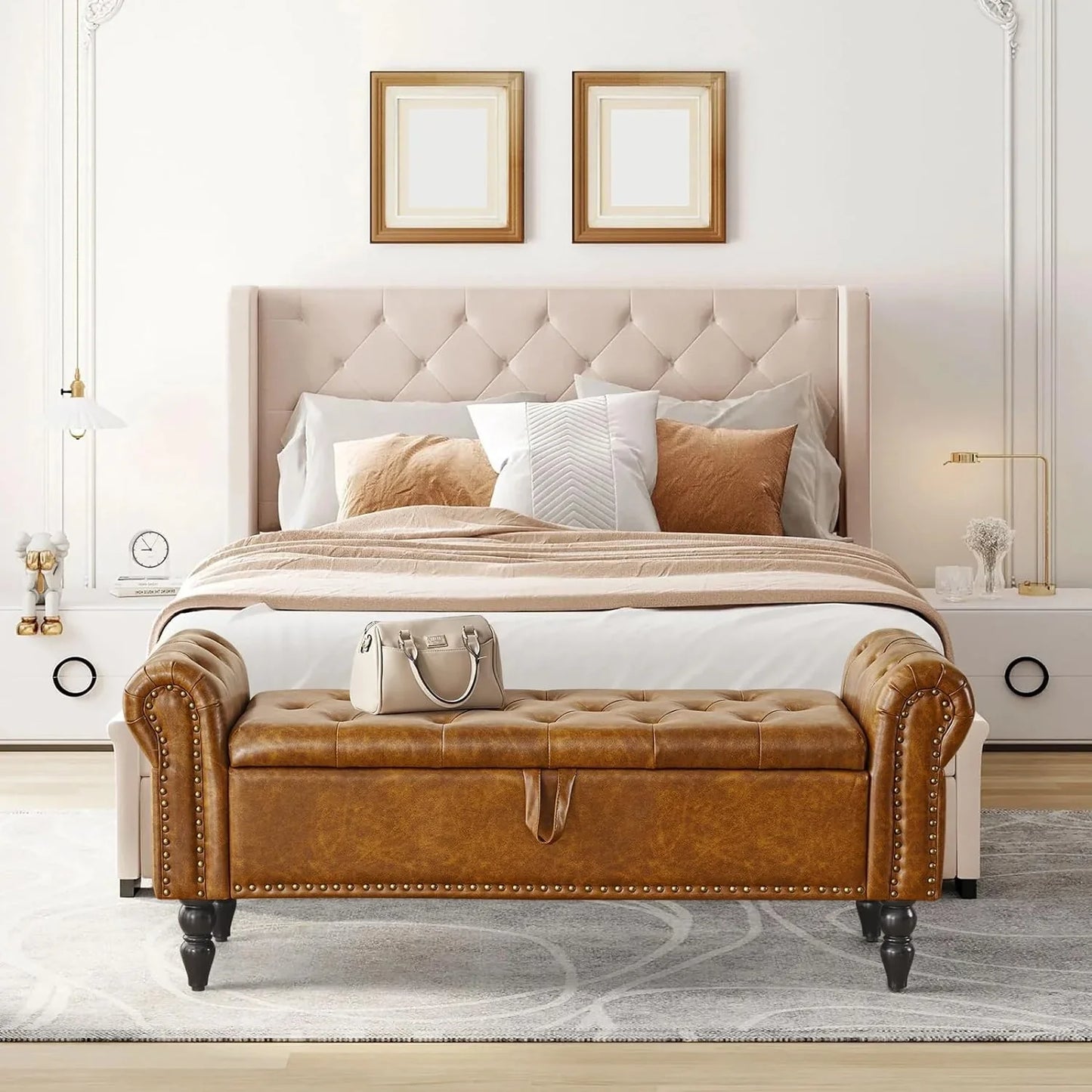 Furniliving Modern Storage Ottoman Bench