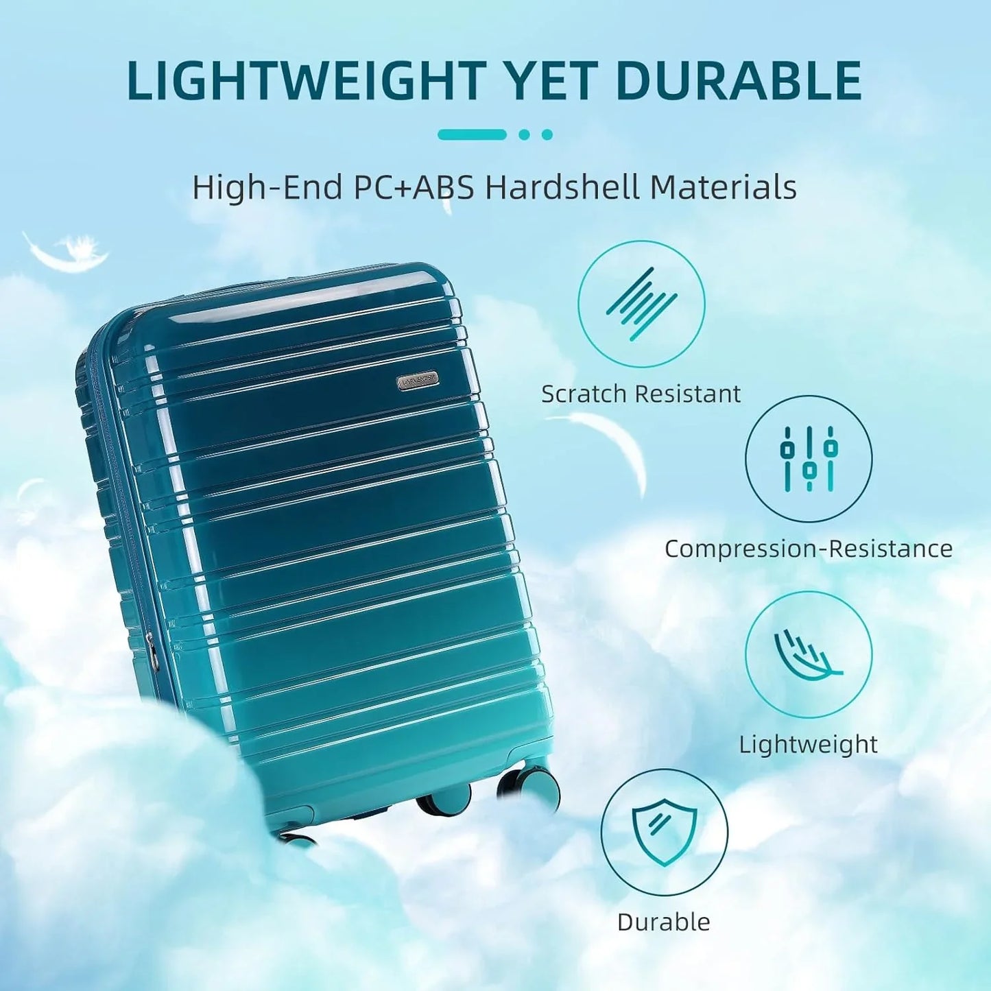 6-piece Luggage Set, Expandable Hardshell Suitcase Set With Spinner Wheels, Lightweight Rolling Luggage Set