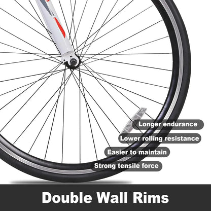 Weize Road Bike, 700C Wheel City Commuter Bicycle, Shimano 14 Speed Drop Bar, Racing Adult Bike With Caliper Brakes, High-Carbon Steel Hybrid Bikes