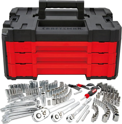 262-Piece Mechanic Tool Set, Master Socket Set With 3-Drawer Versastack Tool Box, SAE/Metric Set