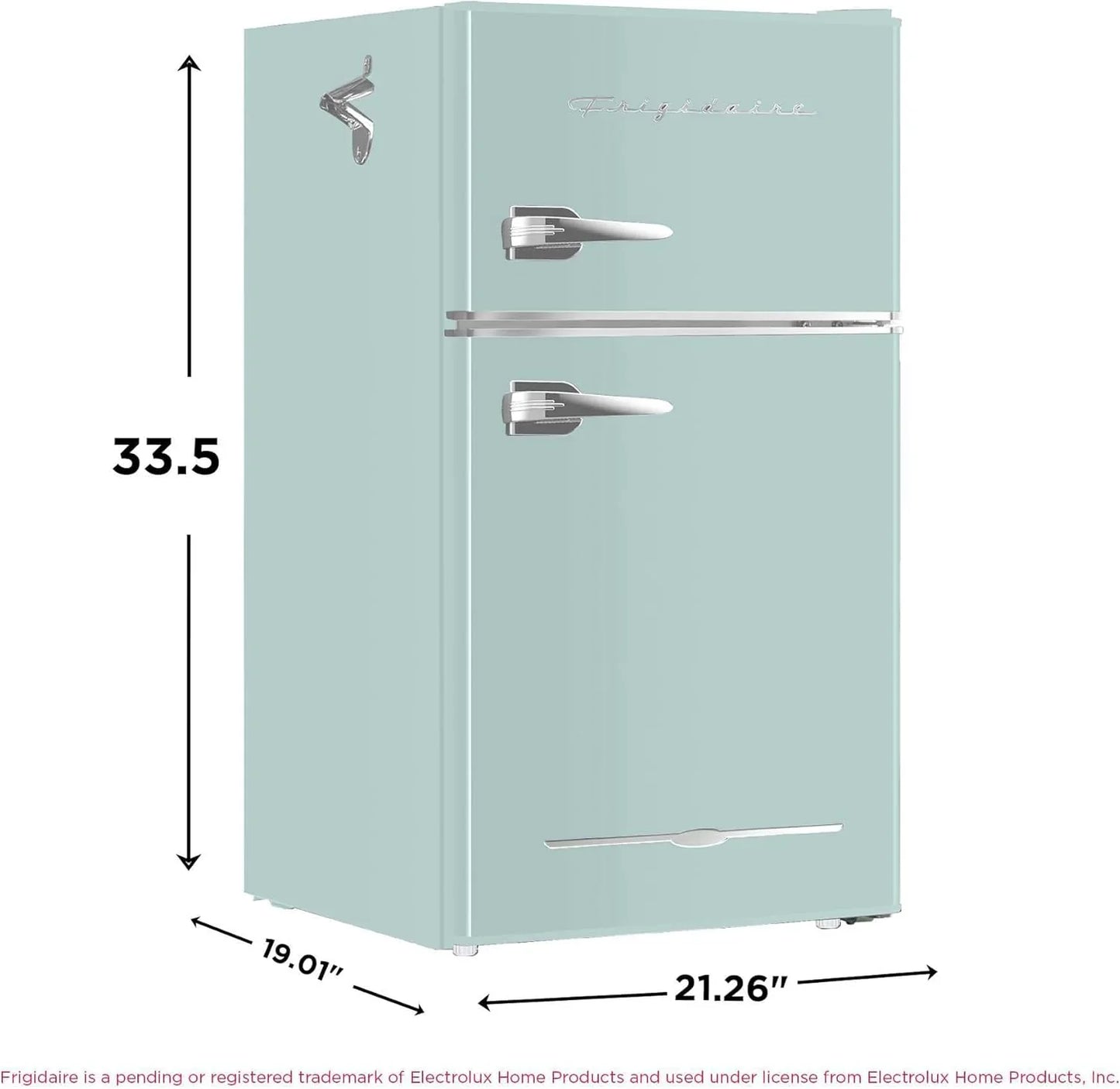 Frigidaire Retro Mini Fridge With Freezer Side Bottle Opener-Small 2 Door Refrigerator Office Bar