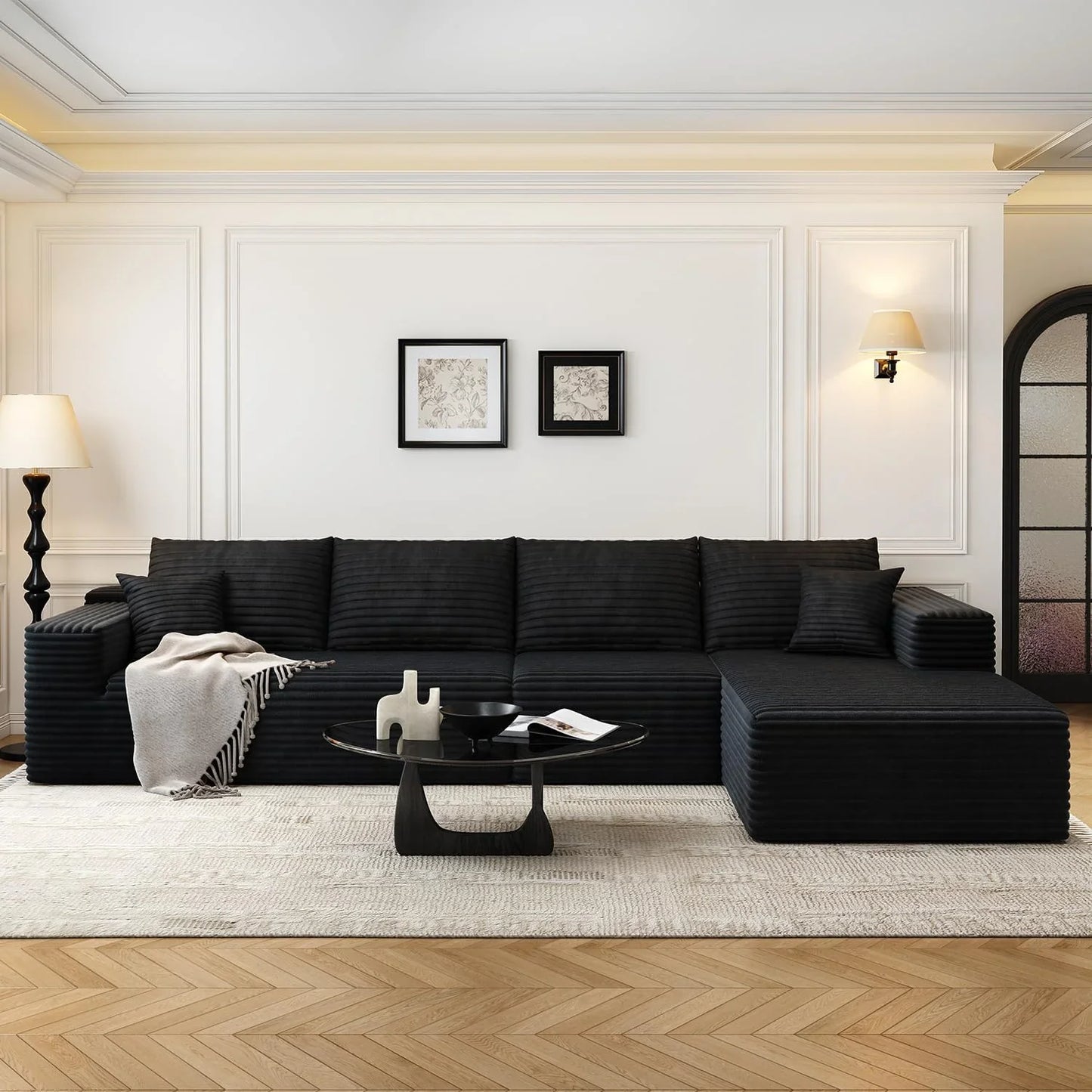 107.5 In. Cloud Modular Sectional Sofa Couch With L-Shape Chaise, Modern Minimalist Upholstered Couches For Living Room Bedroom