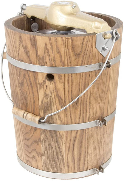 6 Qt. Ice Cream Maker, Classic Wooden Tub, Hand Crank