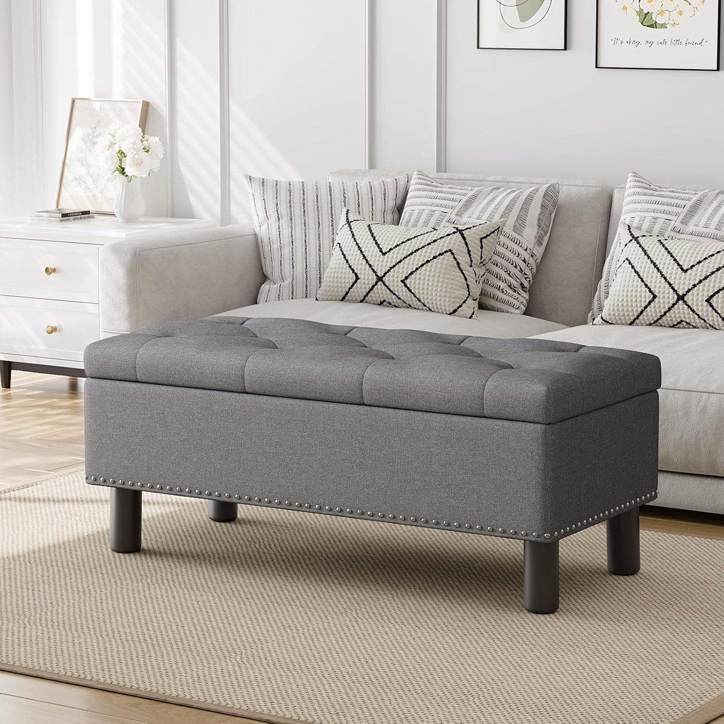 Furniliving Modern Storage Ottoman Bench
