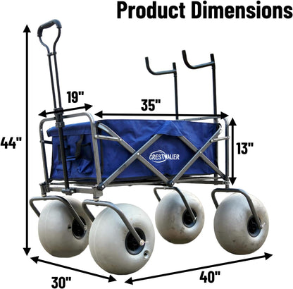 Beach Cart With 13 In. Balloon Wheels, Chair Racks And Pump Included