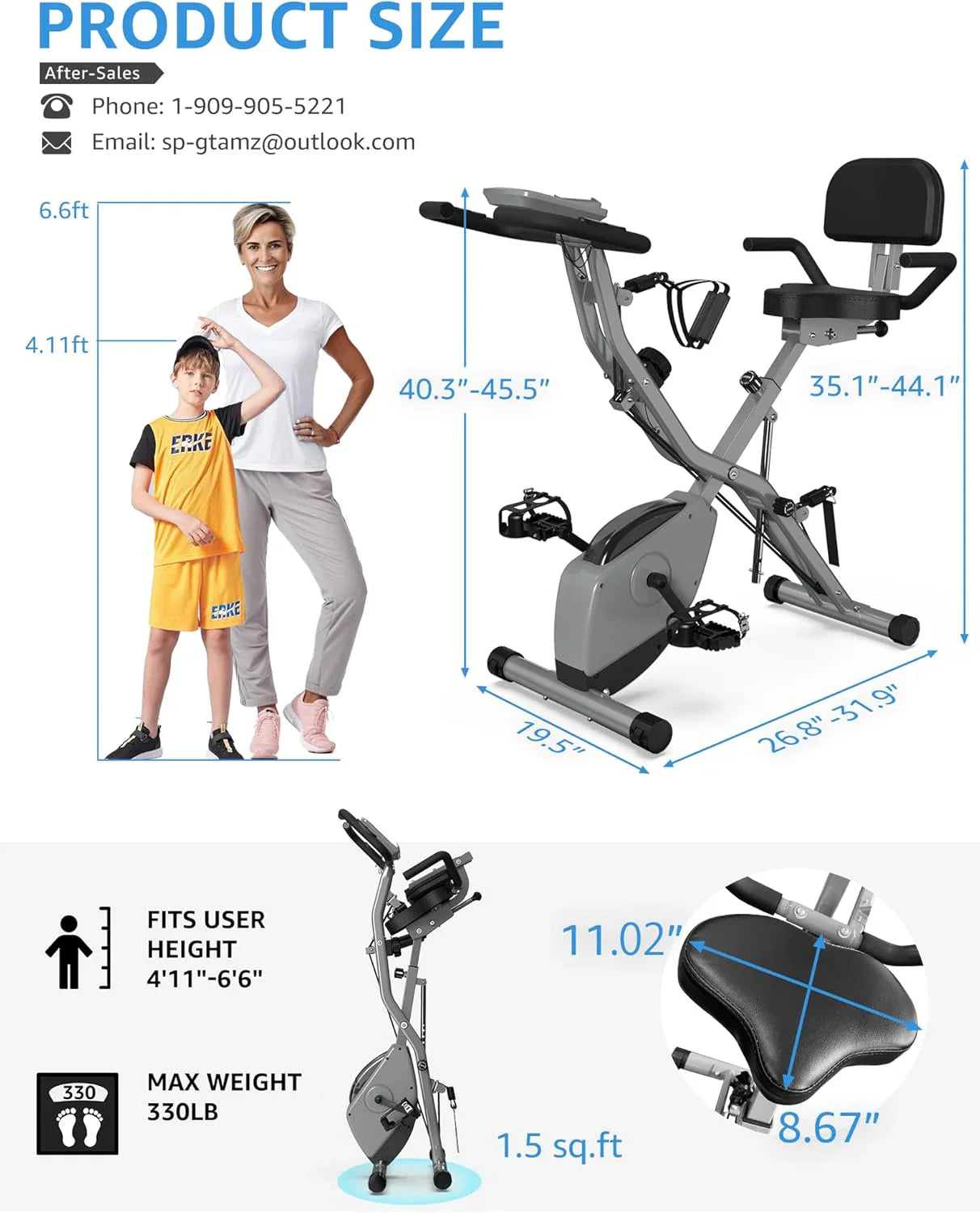 Foldable Exercise Bike Stationary Bikes For Home, 5-in-1 Indoor Workout Bike, Cycling Bike With 16-Level Quiet Magnetic Resistance