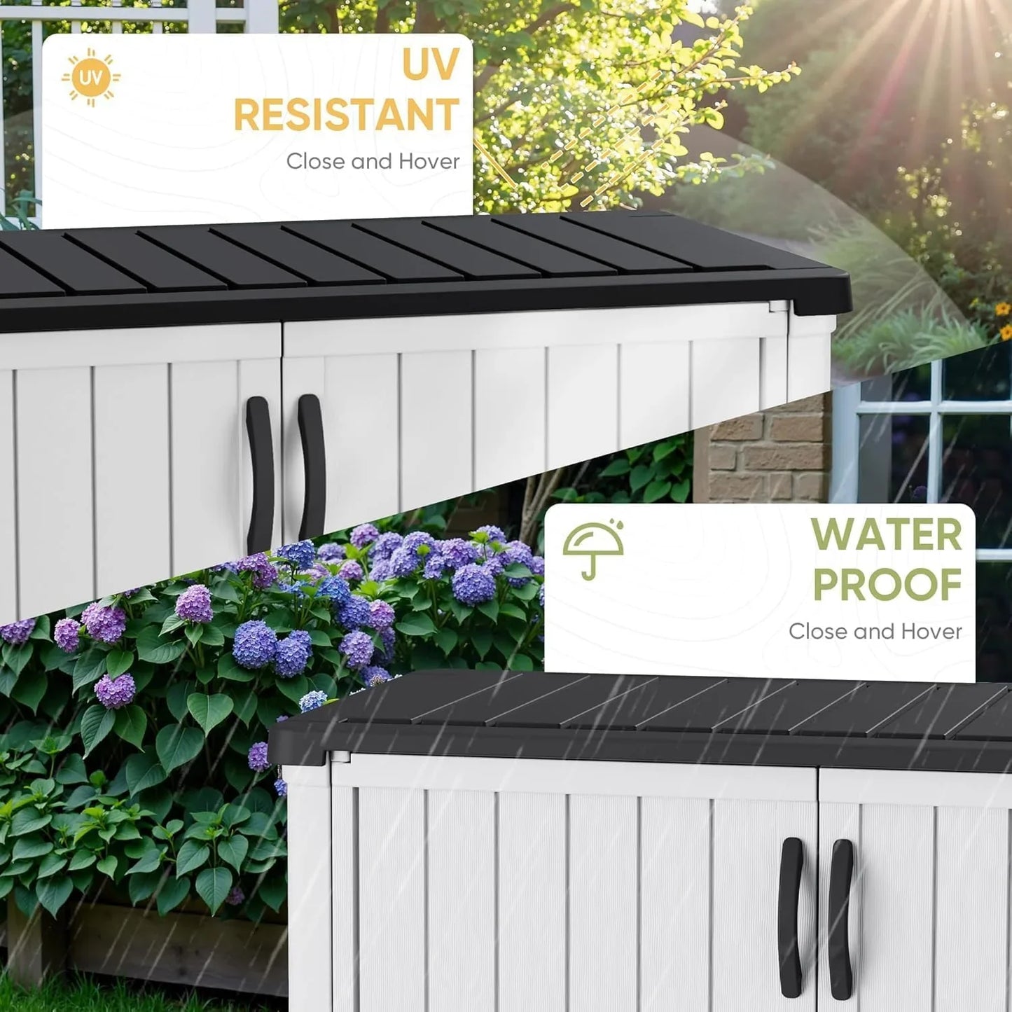 Devoko Outdoor Storage Cabinet 26 Cu. Ft. With Lockable Doors, Horizontal Storage Shed Waterproof Patio Tools Storage Box For Sofa Cushions