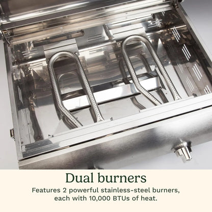 Cuisinart Chef's Style Tabletop Portable Propane Grill, 20,000 BTU Stainless Steel 2-Burner