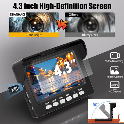 Sewer Inspection Camera, 100 Ft., DVR, Audio, 4.3 In. Screen