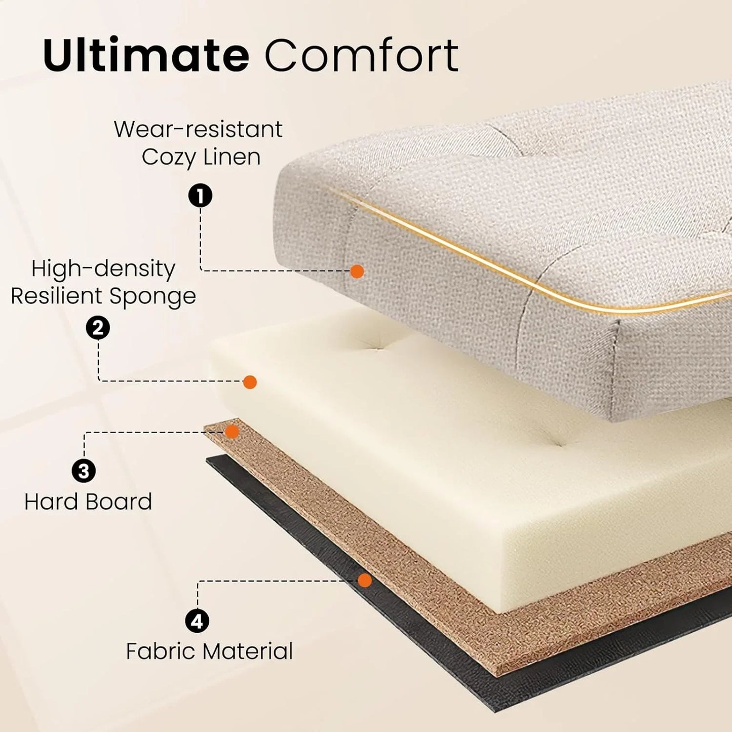 Furniliving Modern Storage Ottoman Bench