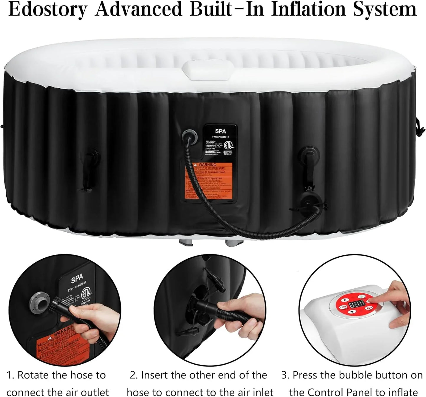 Edostory Hot Tub Inflatable Portable Oval Spa 2 Person Hot Tub With 90 Bubble Jets