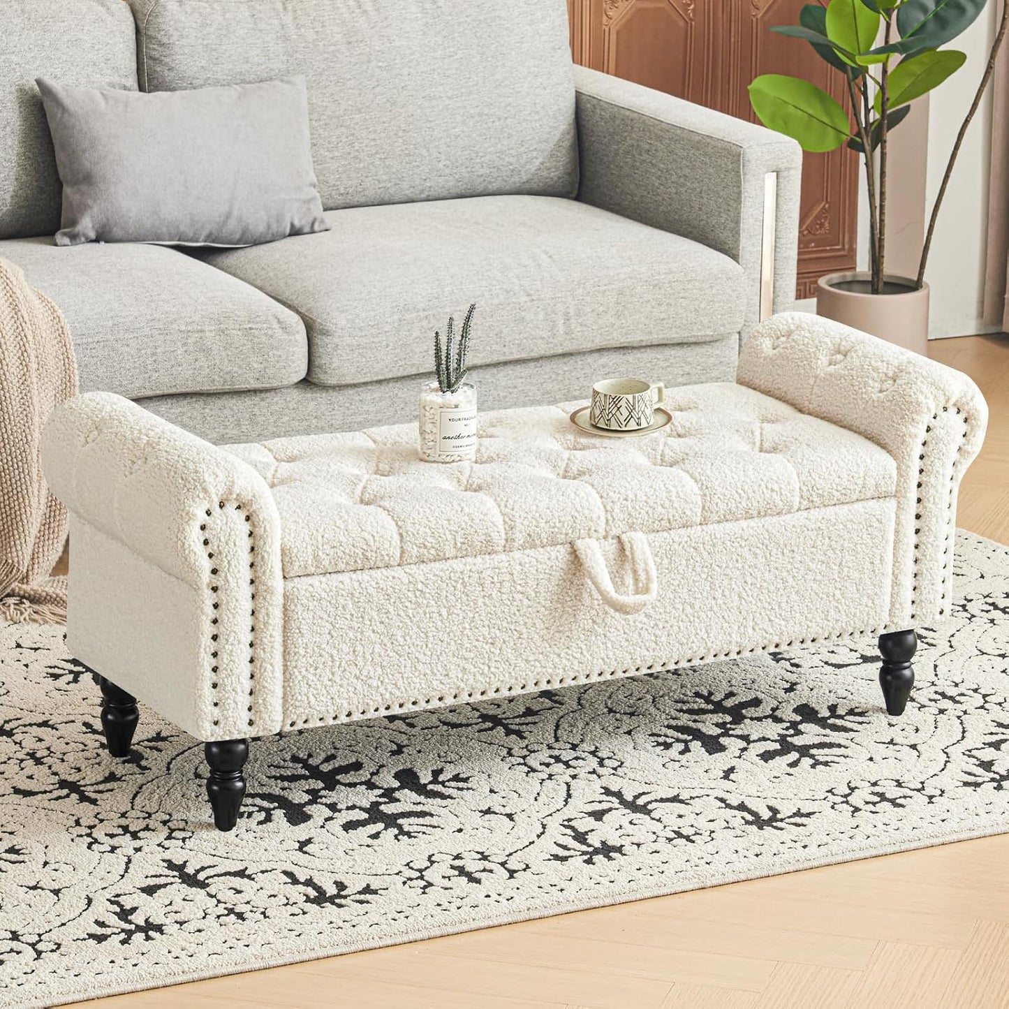 Furniliving Modern Storage Ottoman Bench