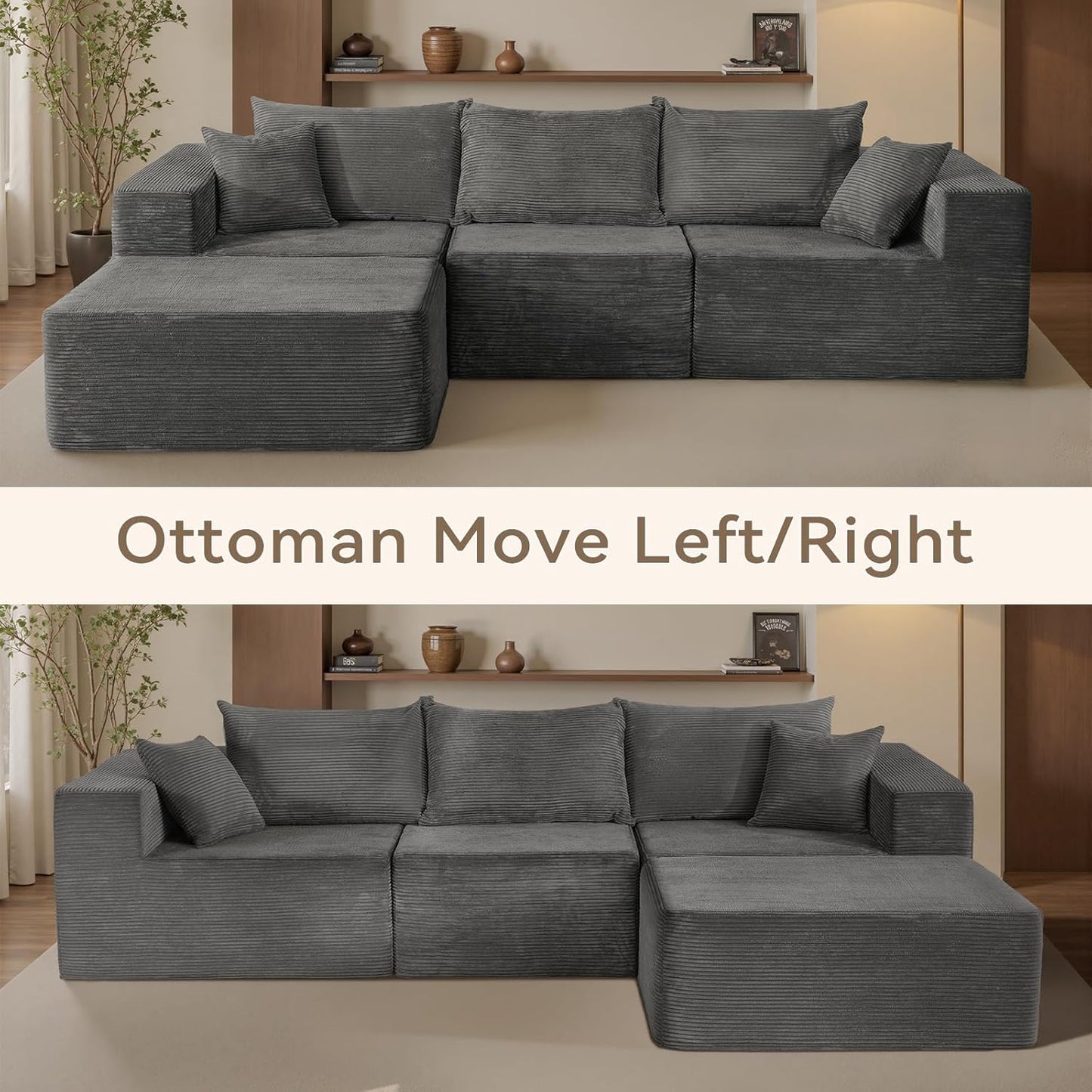 Cloud Sectional Couch With L-Shape Chaise, Modern Modular Sofa With Deep Seat, Upholstered Couches For Living Room Bedroom, No Assembly Required