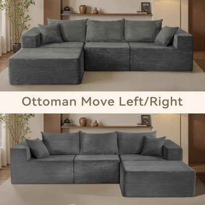 Cloud Sectional Couch With L-Shape Chaise, Modern Modular Sofa With Deep Seat, Upholstered Couches For Living Room Bedroom, No Assembly Required