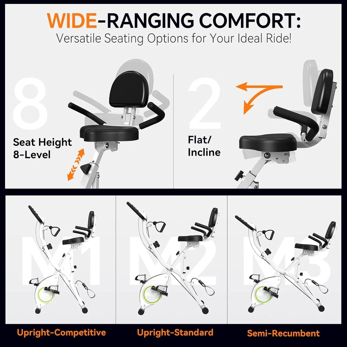 Foldable Exercise Bike Stationary Bikes For Home, 5-in-1 Indoor Workout Bike, Cycling Bike With 16-Level Quiet Magnetic Resistance