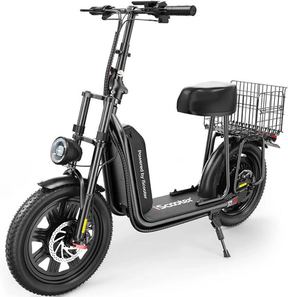 iScooter Electric Scooter With Seat, 37/21 Mile Range, 28/19/15.6 Mph Top Speed, Dual Suspension Scooter With Basket