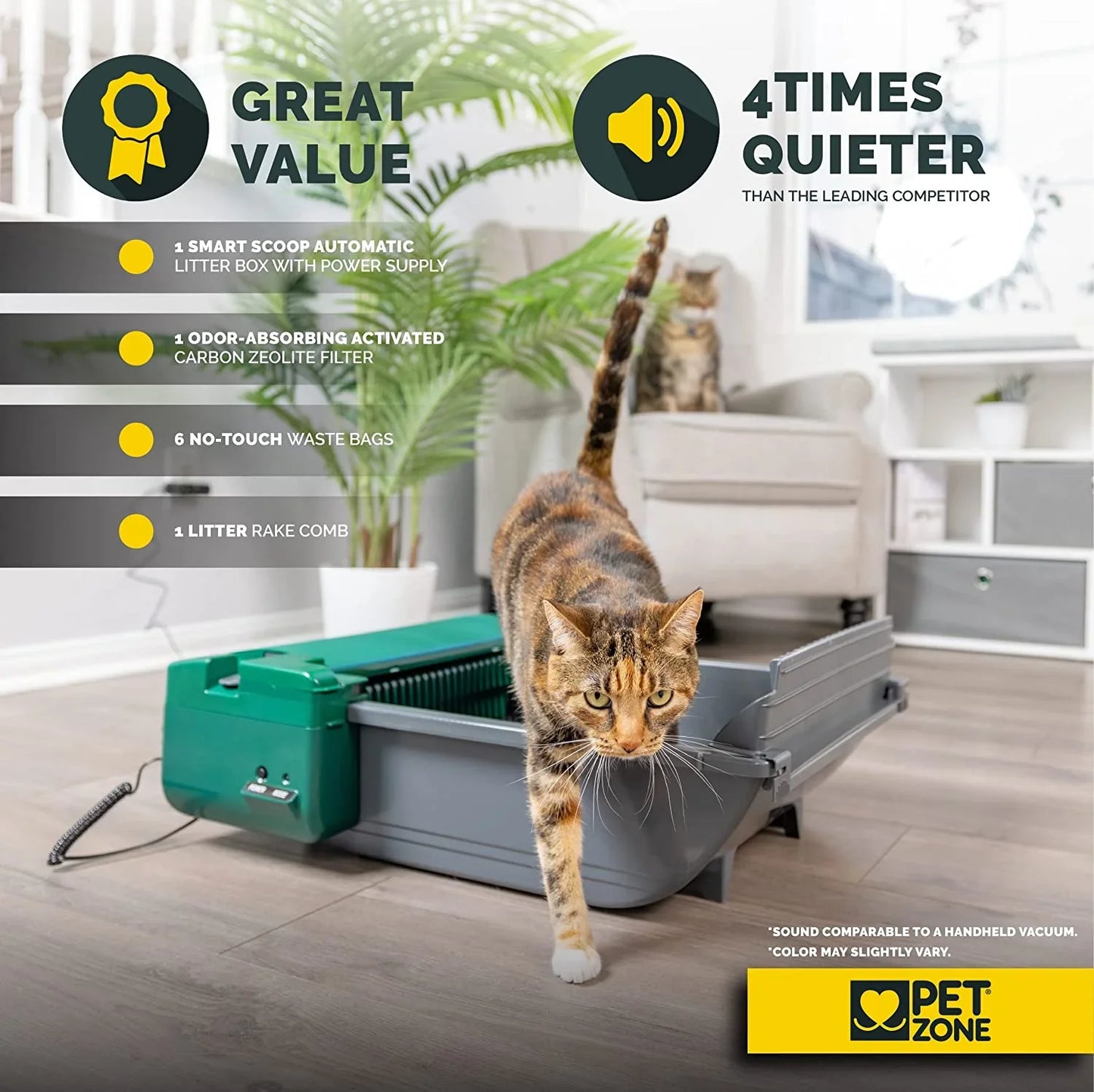 Pet Zone Smart Scoop Automatic Litter Box, Self Cleaning Litter Box, Cat Litter Box With No Expensive Refills