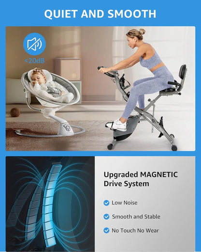 Foldable Exercise Bike Stationary Bikes For Home, 5-in-1 Indoor Workout Bike, Cycling Bike With 16-Level Quiet Magnetic Resistance
