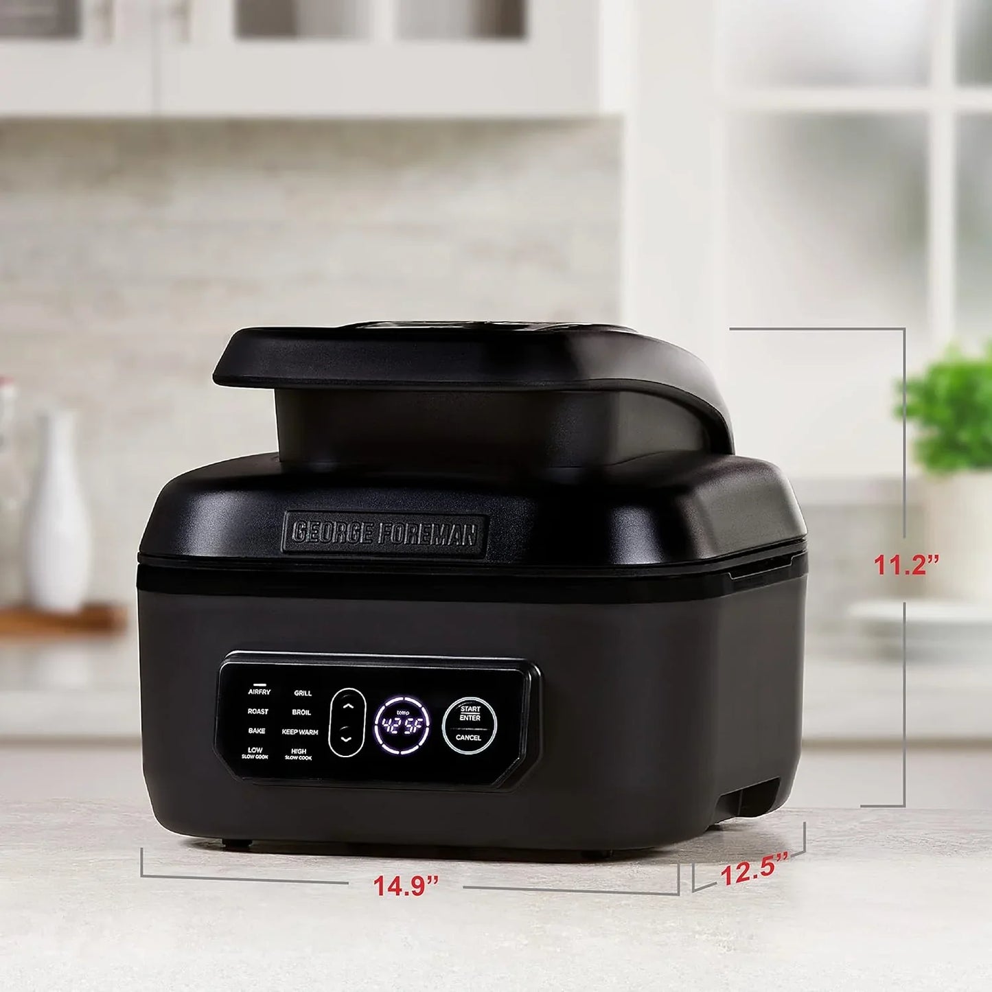 George Foreman Beyond Grill锟 7-in-1 Electric Indoor Grill With Air Fry Technology, MCAFD800D, Black, Large