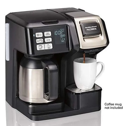 Hamilton Beach FlexBrew Thermal Coffee Maker, Single Serve And Full Pot, Compatible With K-Cup Pods Or Grounds, Programmable, Black And Stainless