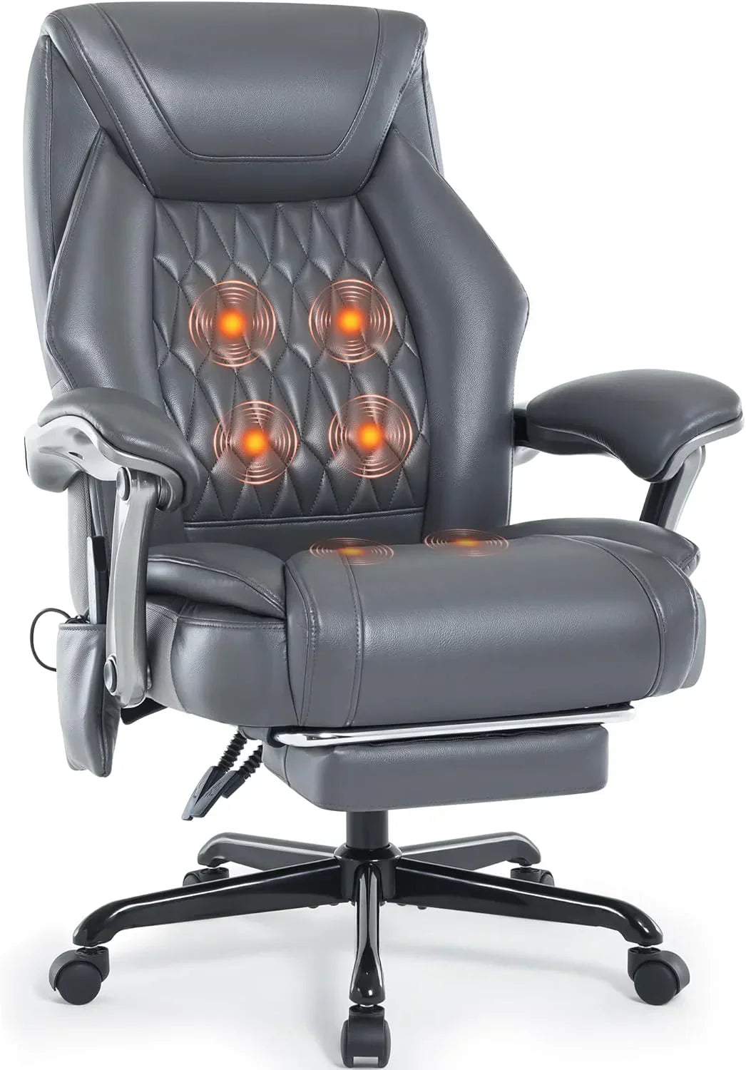 Massage Office Chair With Heating And Footrest Ergonomic Executive Reclining Office Chair