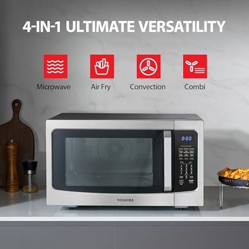 Toshiba Air Fryer Combo 4-in-1 Countertop Microwave Oven, Smart Sensor, Convection, Mute Function, Position Memory 13.6 In. Turntable