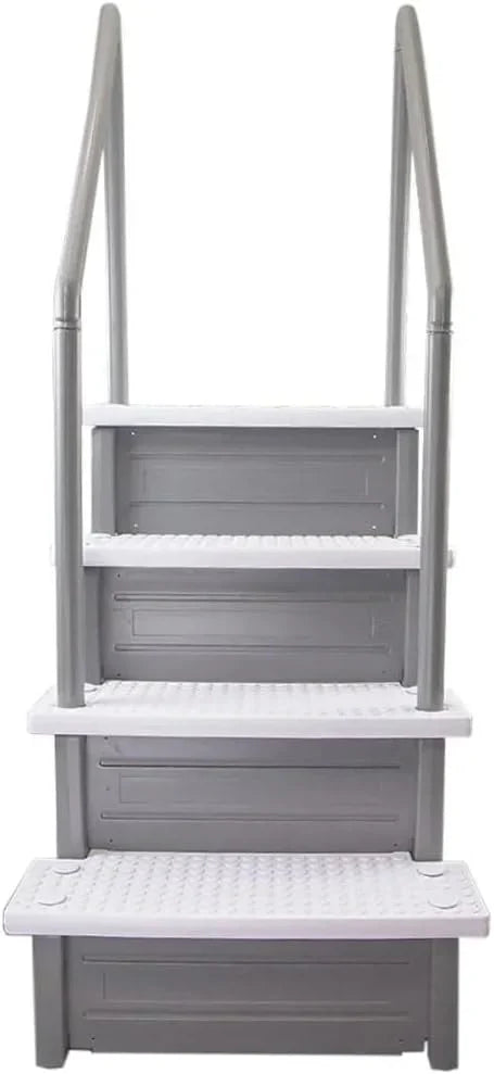 Select Anti-Slip in-Pool Steps, Gray, For Above Ground Swimming Pools, Can Mount To Decks 48 In. To 54 In. H, Safety Stairs Capacity Up To 300 Lbs