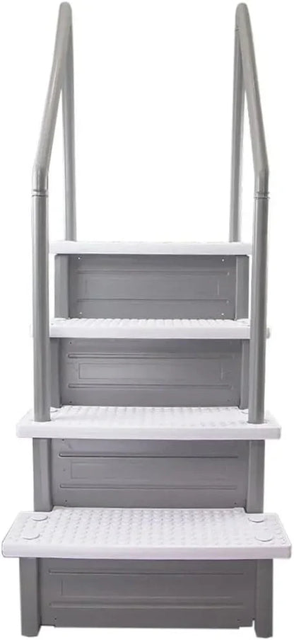 Select Anti-Slip in-Pool Steps, Gray, For Above Ground Swimming Pools, Can Mount To Decks 48 In. To 54 In. H, Safety Stairs Capacity Up To 300 Lbs